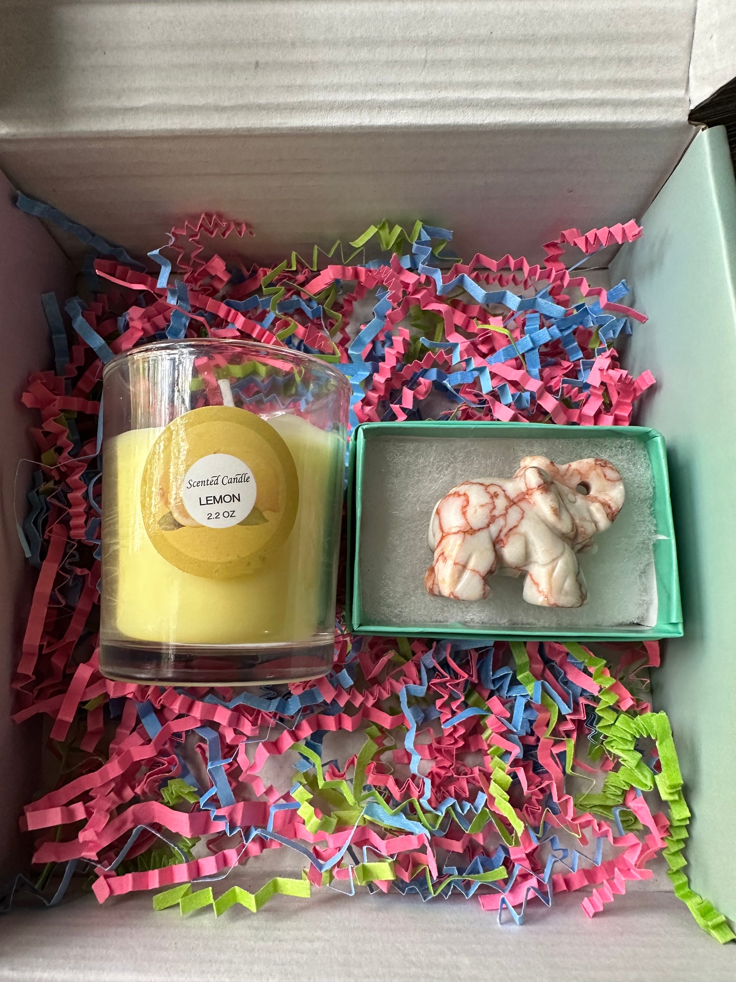 Calming and Relaxing Elephant Figurine Energy Crystal Aromatherapy Set