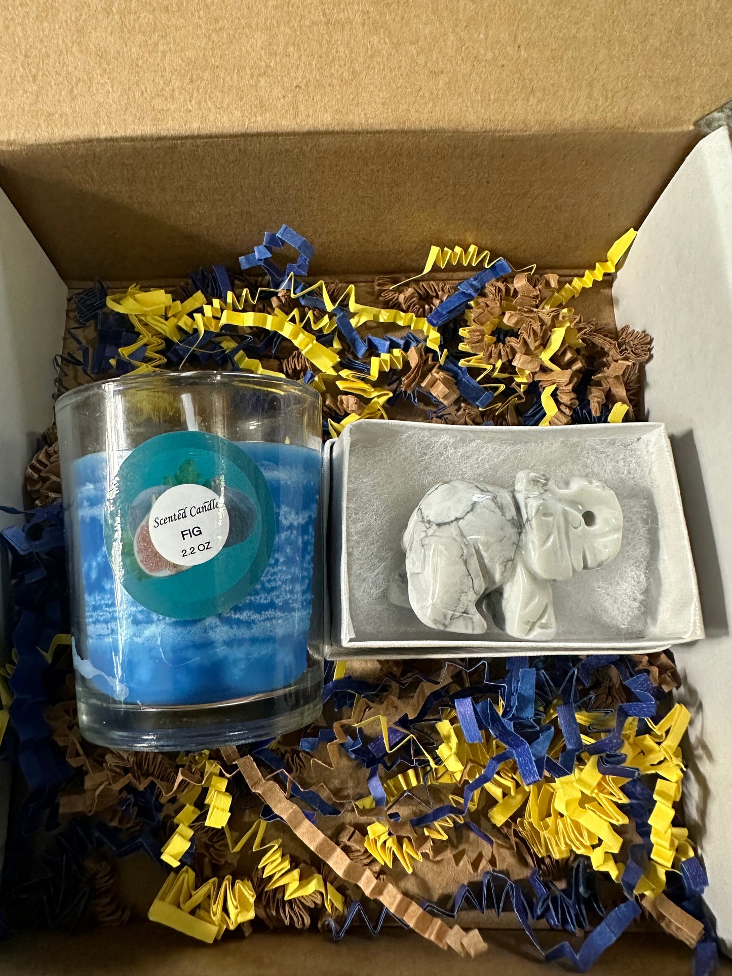 Calming and Relaxing Elephant Figurine Energy Crystal Aromatherapy Set