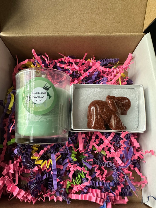 Calming and Relaxing Elephant Figurine Energy Crystal Aromatherapy Set