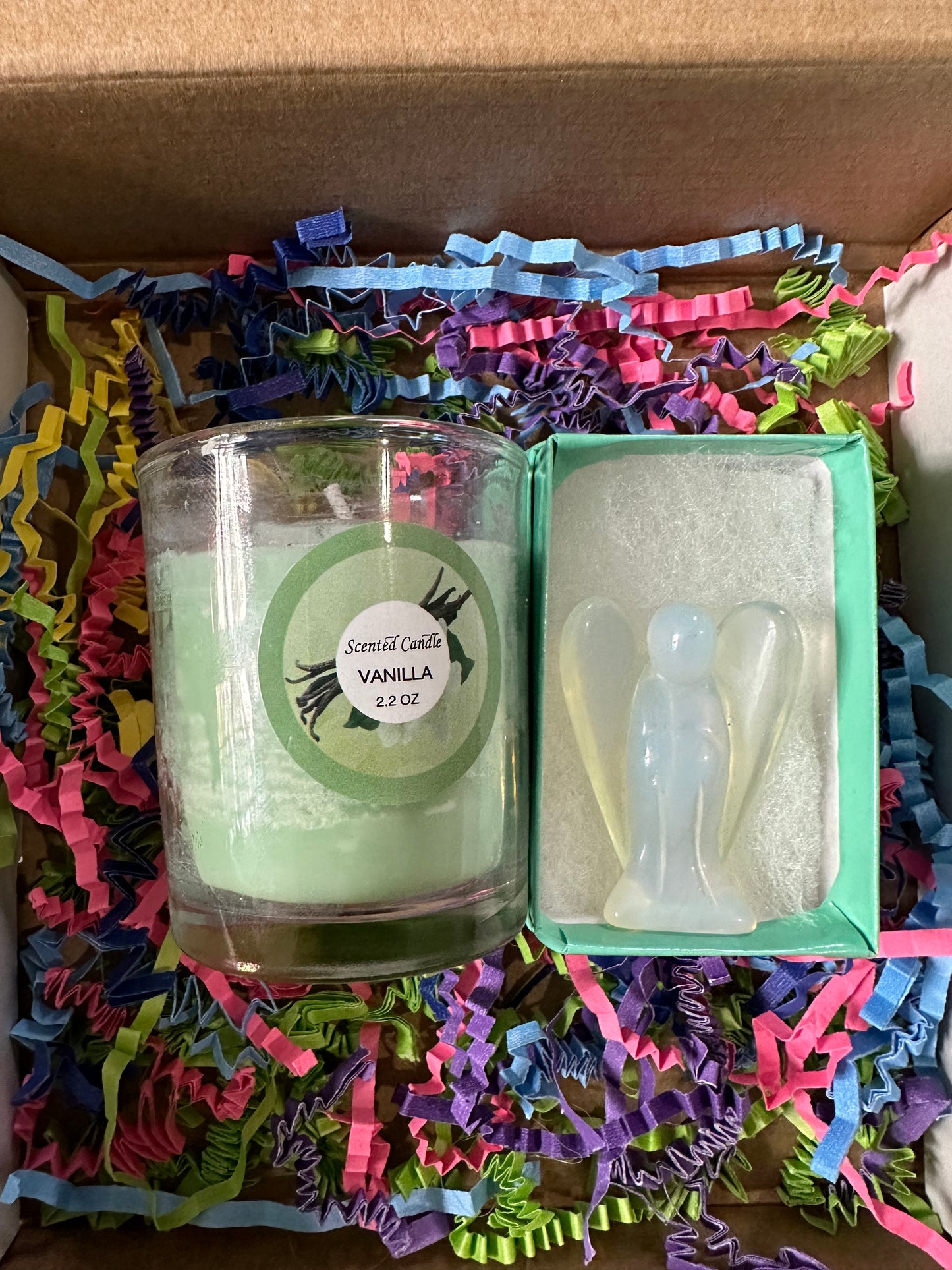 Calming and Relaxing Angle Figurine Energy Crystal Aromatherapy Set